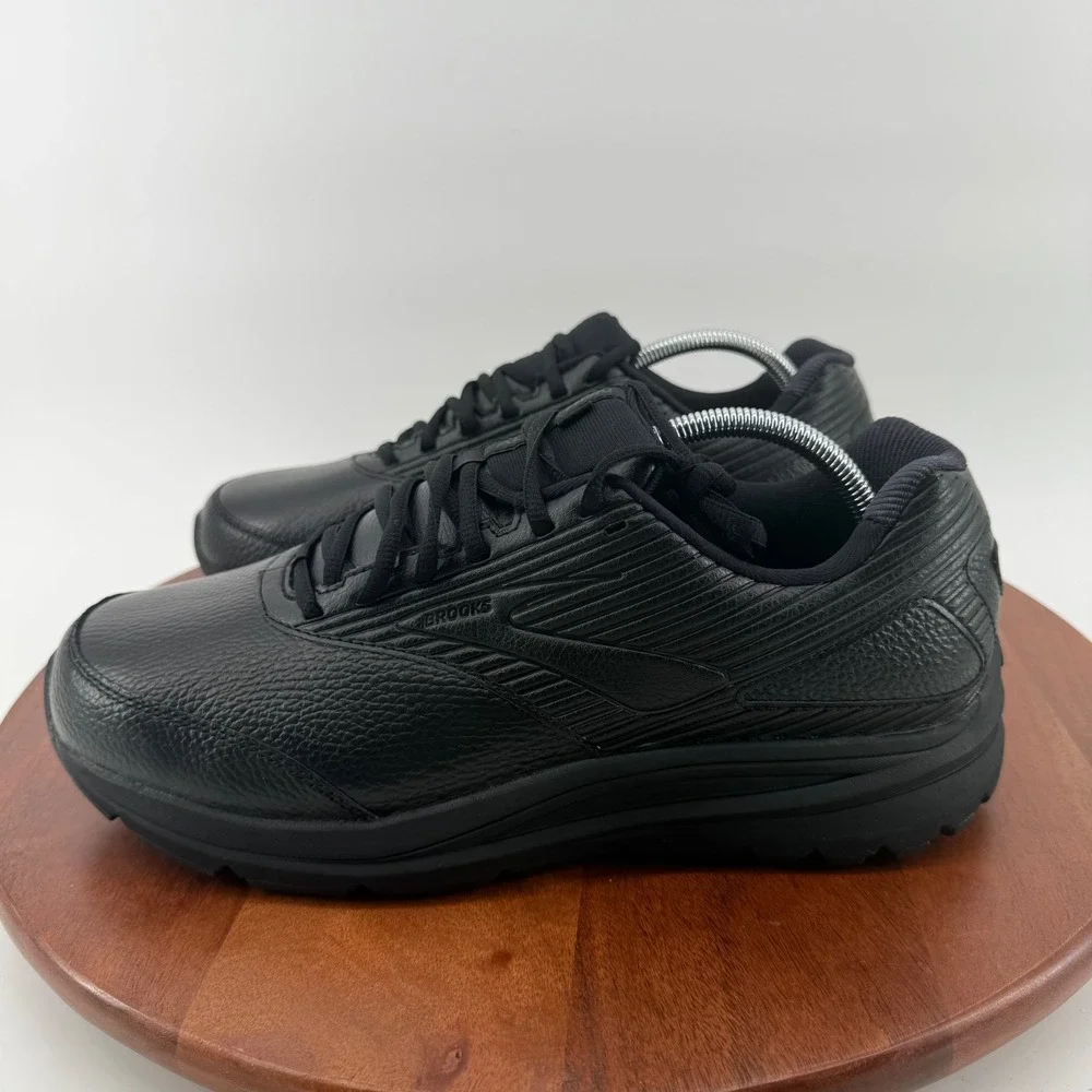 Brooks Addiction Walker 2 Black Leather Comfort Walking Shoes Men 11 XWide/4E‎